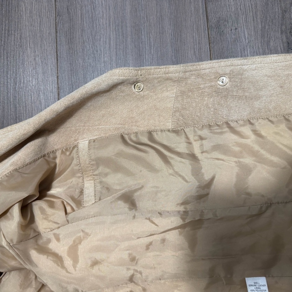 Mossimo real suede/leather Y2K vintage Tan Suede Women's Blazer jacket - Picture 10 of 10